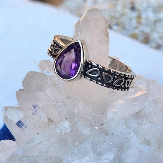 PURPLE TEAR - AMETHYST 925 SILVER RING - Premium Rings from www.beachboho,com.au - Just $65! Shop now at www.beachboho.com.au