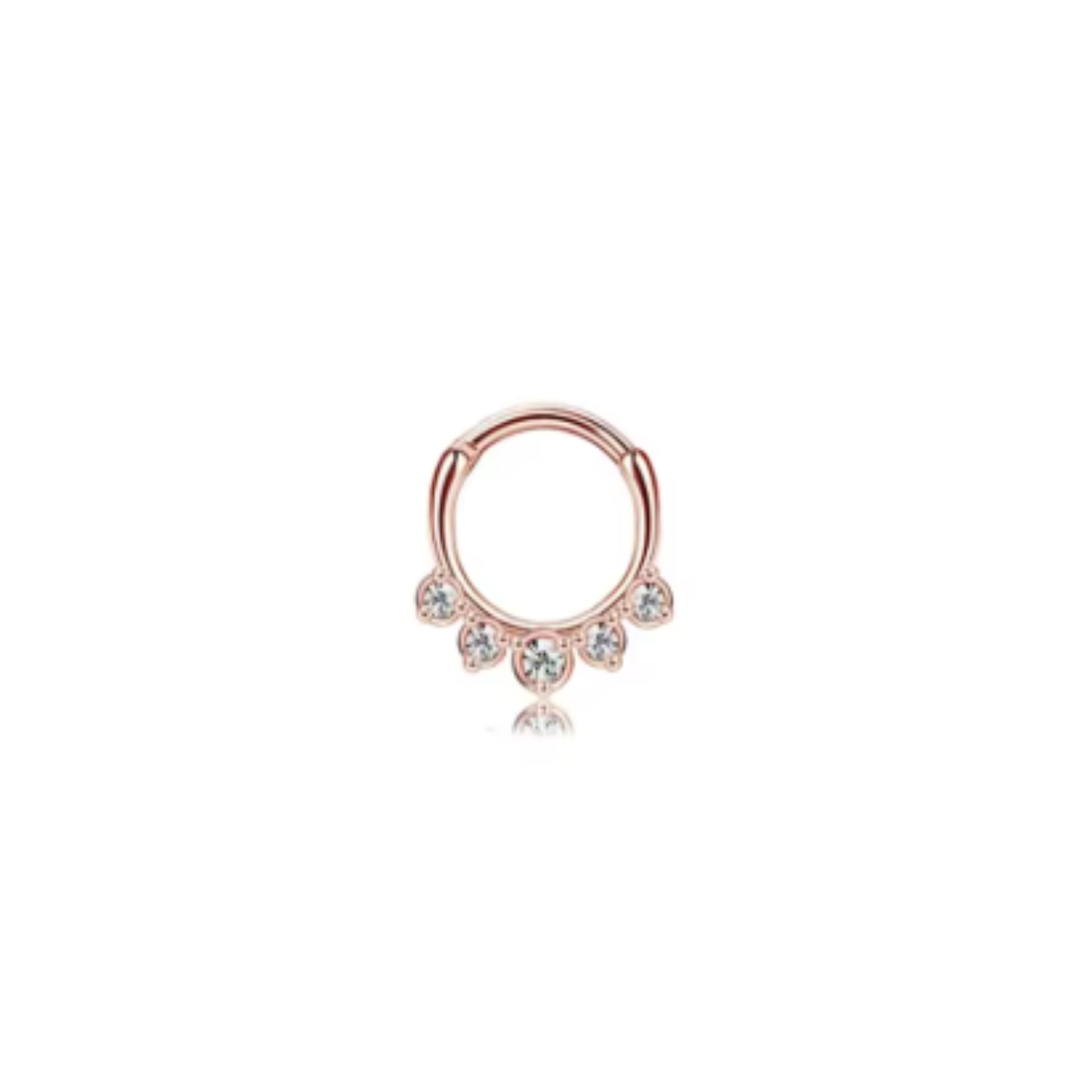 CUBIC ZIRCONIA HOOP ROSE GOLD OR SILVER WATERPROOF PIERCING