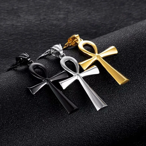 EGYPTIAN ANKH BLACK GOLD OR SILVER MEN'S NECKLACE - Premium necklaces from www.beachboho.com.au - Just $65! Shop now at www.beachboho.com.au
