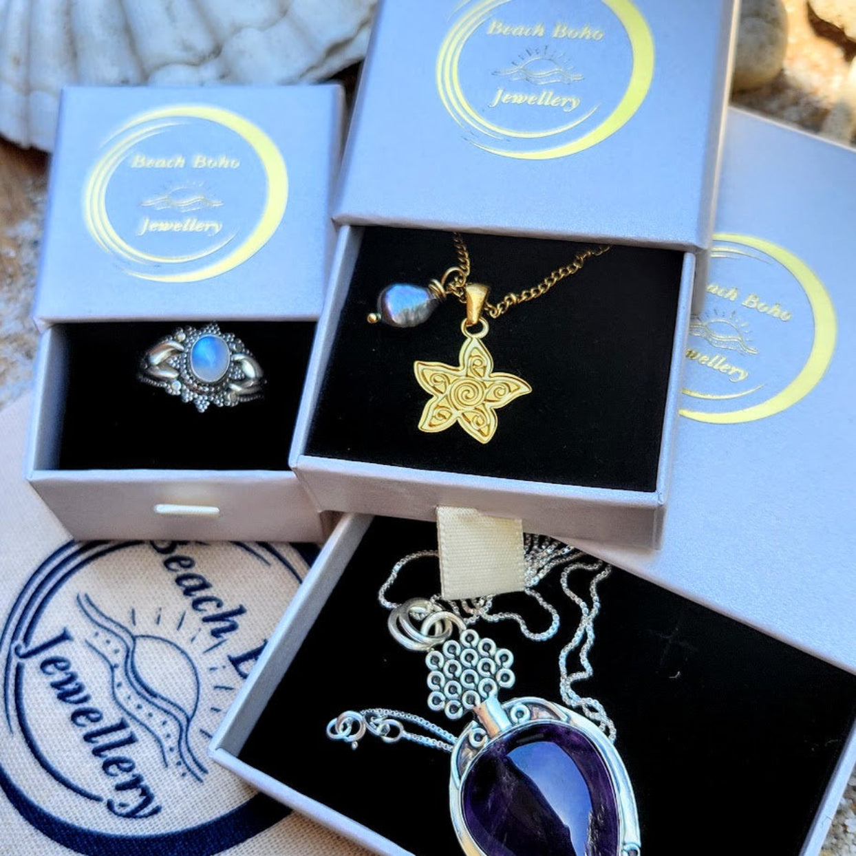 SHELL WHITE OR TURQUOISE BLUE STAR FISH - 18K GOLD WATERPROOF CHAIN ANKLET