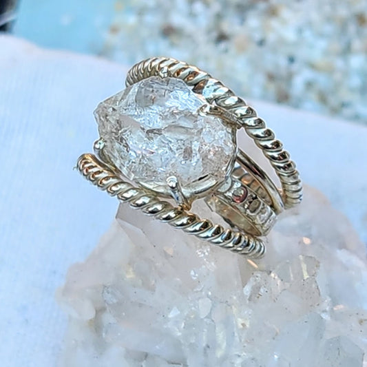 SALT & PEPPER / HERKIMER DIAMOND STERLING SILVER RING - Premium Rings from www.beachboho.com.au - Just $95! Shop now at www.beachboho.com.au