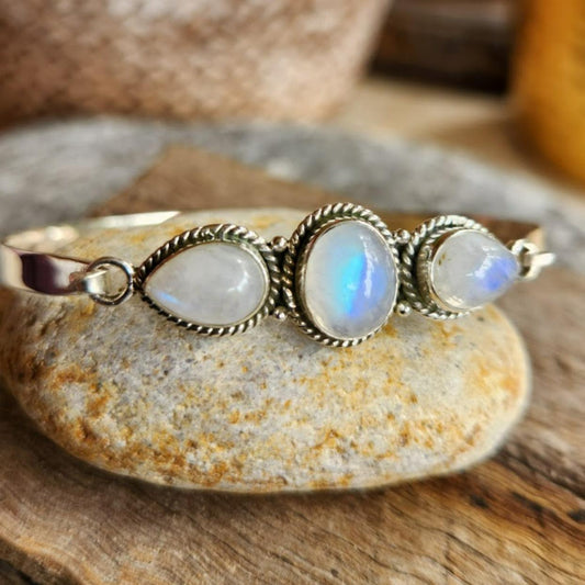 THREE MOONS - 925 MOONSTONE CUFF - Premium Bracelets from www.beachboho,com.au - Just $135! Shop now at www.beachboho.com.au