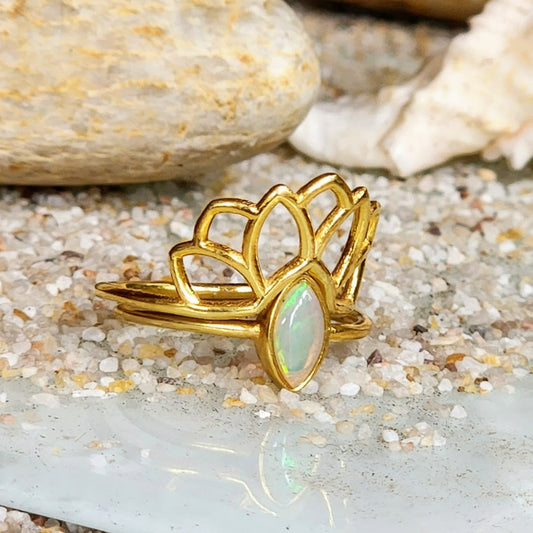 MANDALA LOVE FLOWER - OPAL VERMEIL 925 RING SET - Premium Rings from www.beachboho.com.au - Just $135! Shop now at www.beachboho.com.au