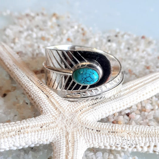 TURQUOISE LEAF - 925 ADJUSTABLE TURQUOISE RING - Premium Rings from www.beachboho,com.au - Just $75! Shop now at www.beachboho.com.au