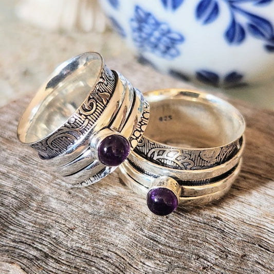 AMETHYST DREAM - AMETHYST 925 SPINNER RING - Premium Rings from www.beachboho.com.au - Just $85! Shop now at www.beachboho.com.au