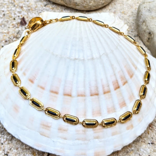 Gilt & Black - 18K Gold Waterproof Chain Anklet