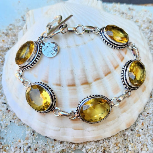 FIVE SUNS - CITRINE GEMSTONE 925 BRACELET