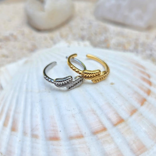 Summer Leaves - Gold Or Silver Waterproof Toe Rings