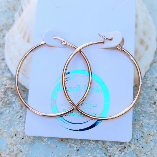 ROSE GOLD WATERPROOF CLASSIC HOOPS EARRINGS 45/55/65 mm - Premium earrings from www.beachboho.com.au - Just $45! Shop now at www.beachboho.com.au