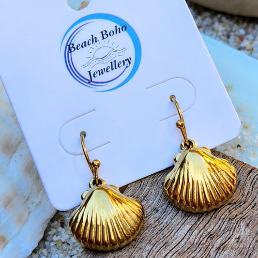 MERMAID SHELLS 18K GOLD WATERPROOF EARRINGS - Premium earrings from www.beachboho.com.au - Just $49! Shop now at www.beachboho.com.au