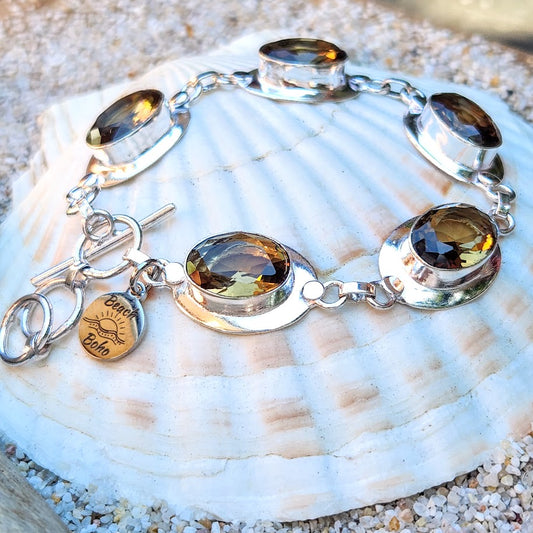 GRACE - SMOKY QUARTZ GEMSTONE 925 BRACELET