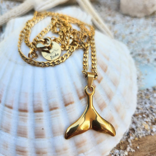 WHALE TAIL NECKLACE 18K GOLD - WATER PROOF NECKLACE - Premium necklaces from www.beachboho.com.au - Just $70! Shop now at www.beachboho.com.au
