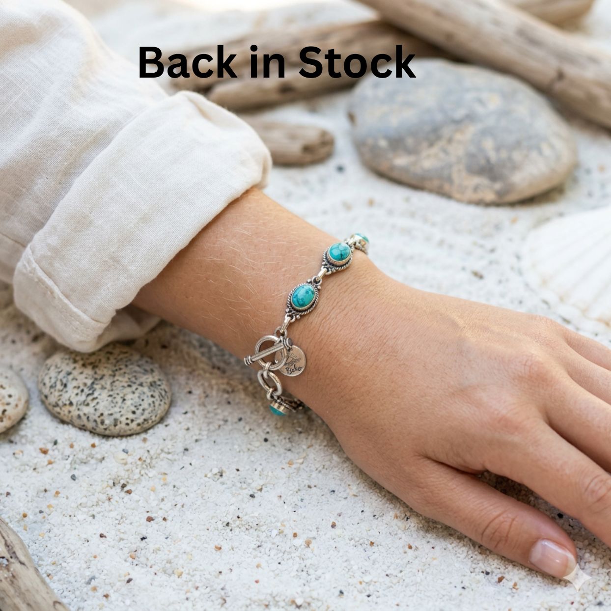 QUARTRO GEMS - TURQUOISE / LABRADORITE / MOONSTONE OR CITRINE GEMSTONE 925 BRACELET