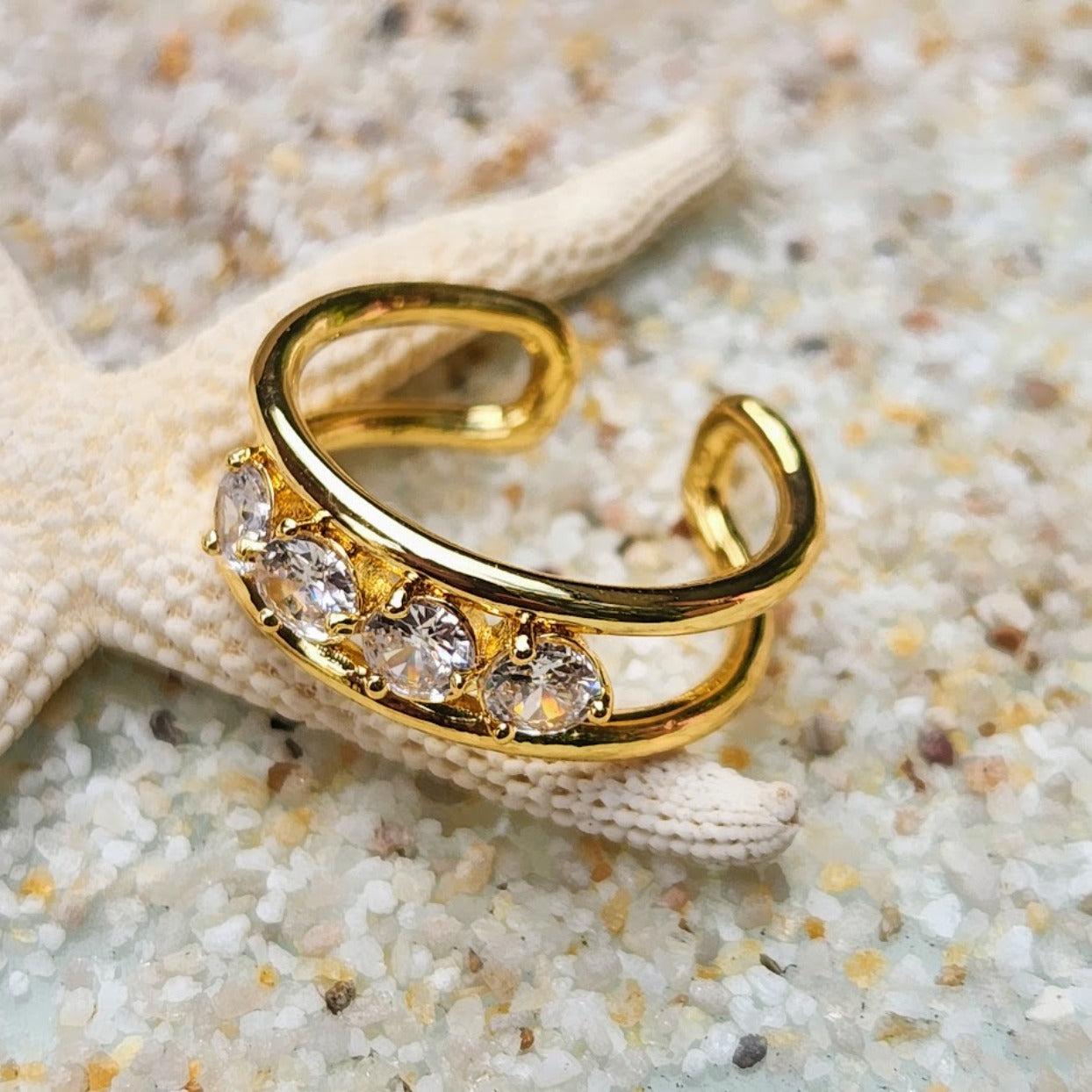 FOUR SUNS  - WATERPROOF ADJUSTABLE GOLD RING - Premium Rings from www.beachboho.com.au - Just $48! Shop now at www.beachboho.com.au