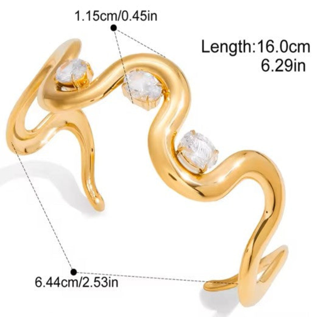 SPARKLE WAVES - 18 CT GOLD WATERPROOF CZ CUFF