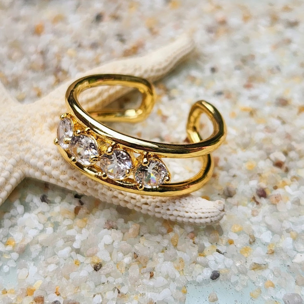 FOUR SUNS  - WATERPROOF ADJUSTABLE GOLD RING - Premium Rings from www.beachboho.com.au - Just $48! Shop now at www.beachboho.com.au