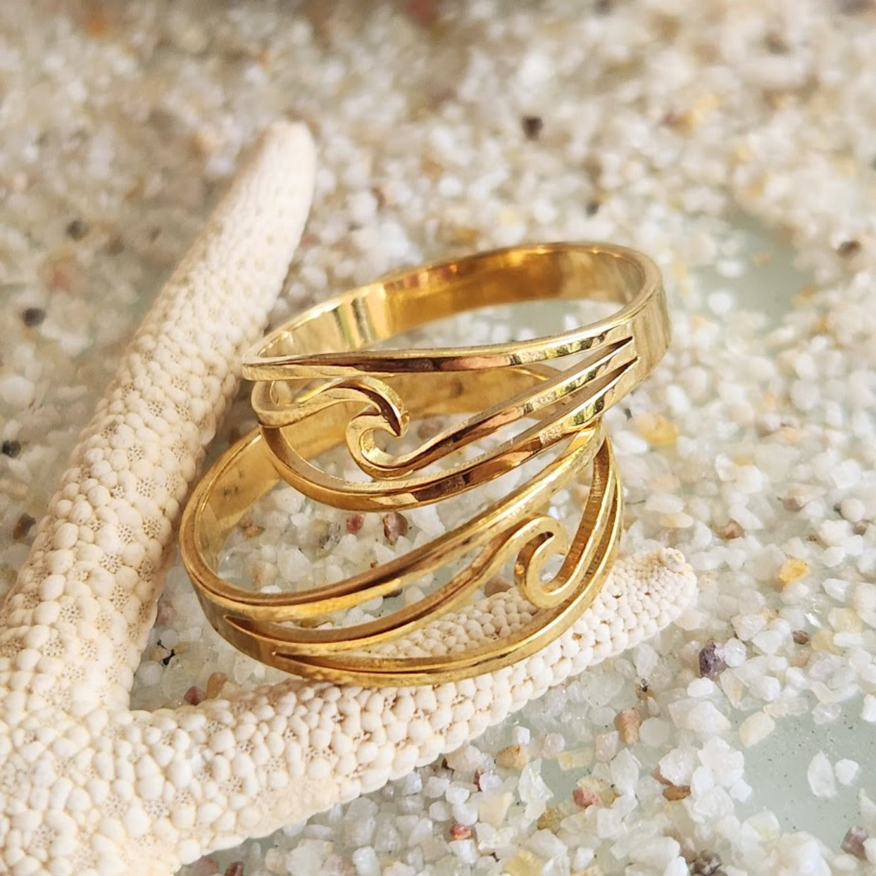 DOUBLE BANDED WAVES - WATERPROOF GOLD RING - Premium Rings from www.beachboho.com.au - Just $40! Shop now at www.beachboho.com.au