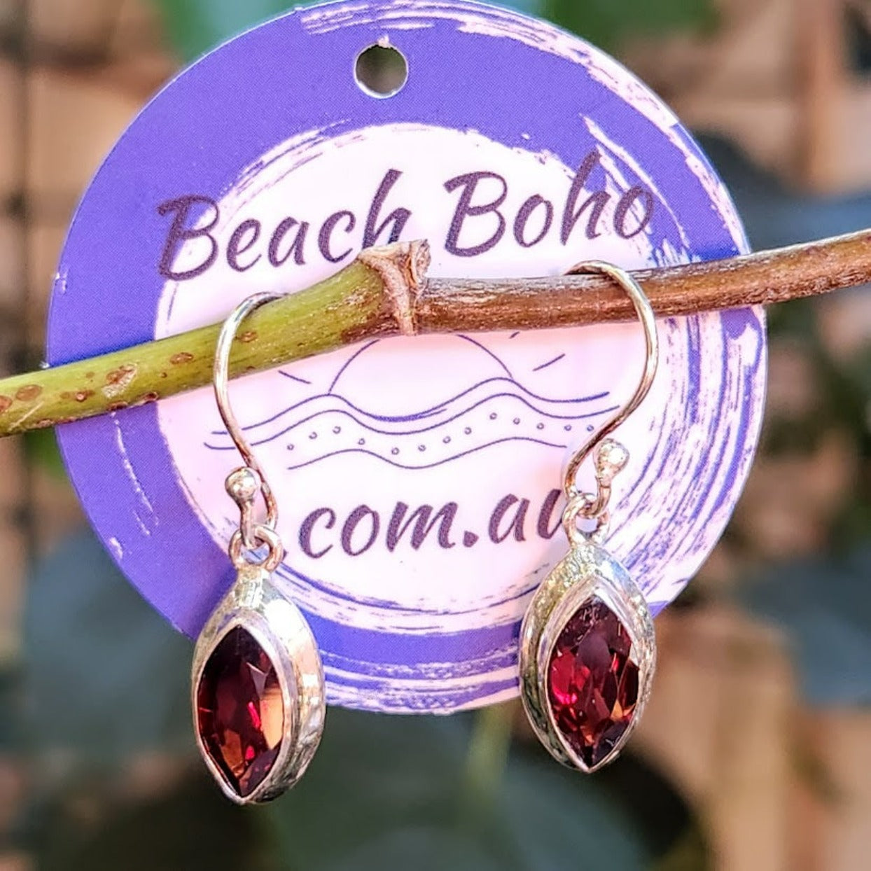 EYE OF LOVE - GARNET 925 DROP HOOK EARRINGS - Premium earrings from www.beachboho.com.au - Just $50! Shop now at www.beachboho.com.au