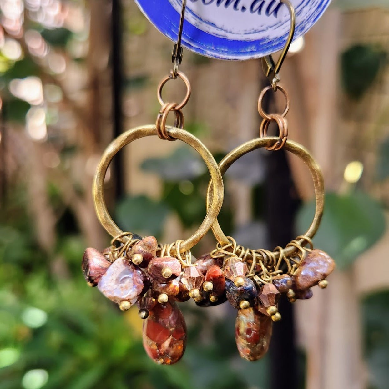 NATIVE TURQUOISE - GOLDEN COPPER & BRASS AGATE BRASS EARRINGS - Premium earrings from www.beachboho.com.au - Just $90! Shop now at www.beachboho.com.au
