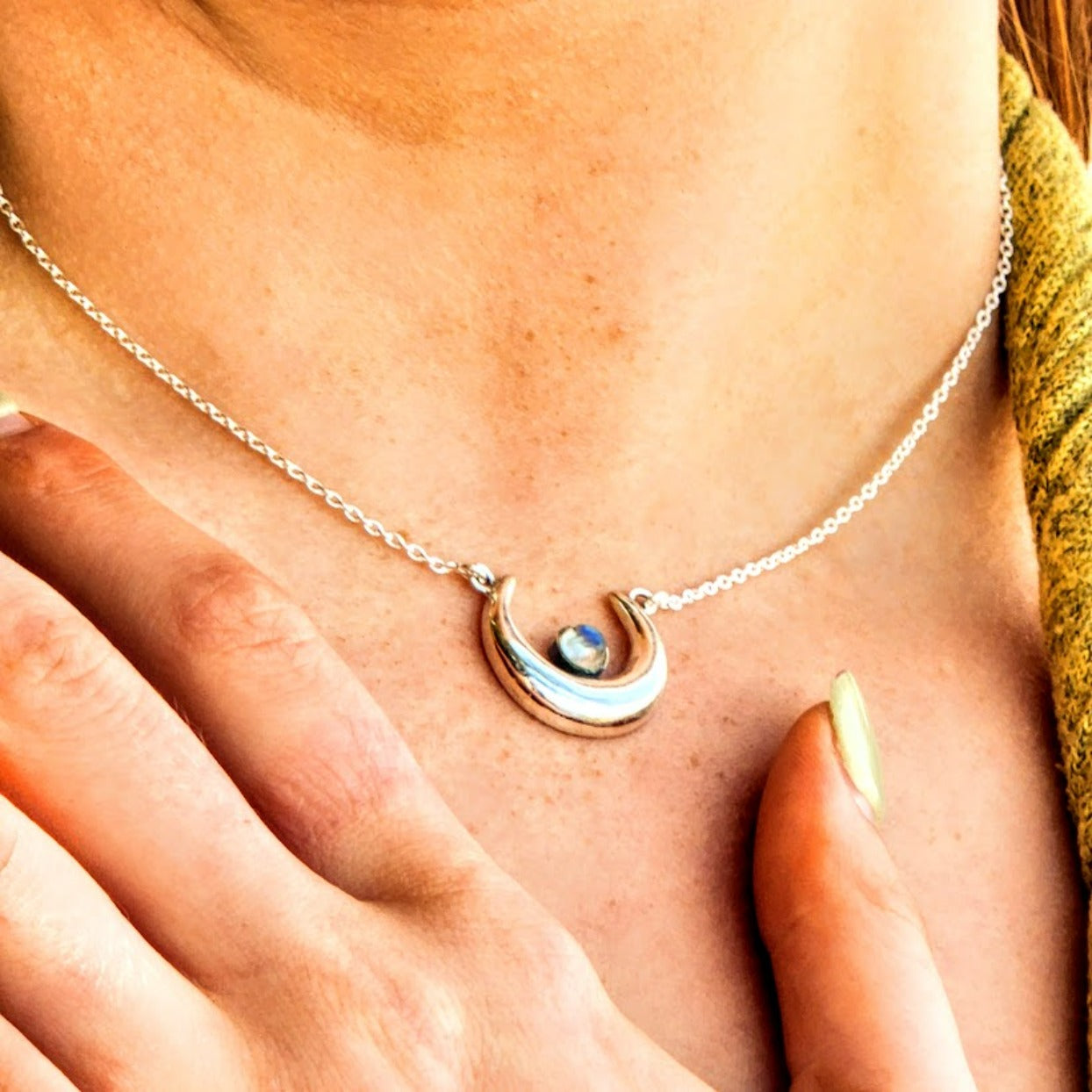 WAXING MOON - WICCAN MOON FOR NEW BEGINNINGS - MOONSTONE 925 NECKLACE - Premium necklaces from www.beachboho.com.au - Just $75! Shop now at www.beachboho.com.au