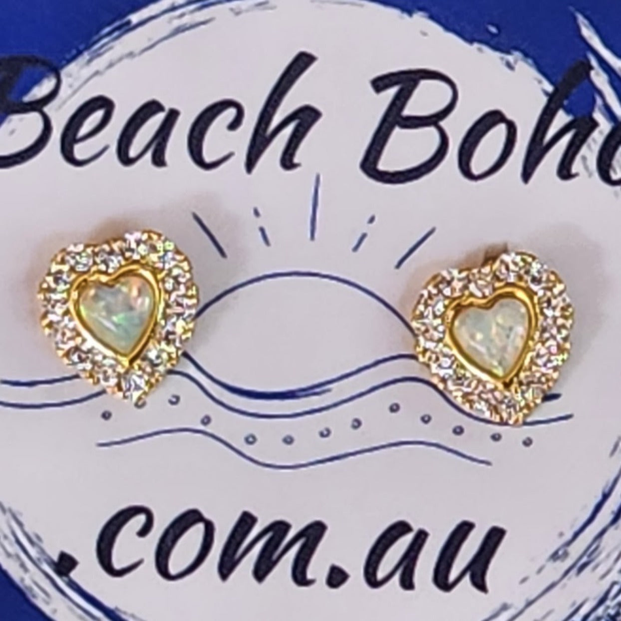 PURE OF HEART - PETITE VERMEIL STUD OPAL EARRINGS - Premium earrings from www.beachboho,com.au - Just $49! Shop now at www.beachboho.com.au