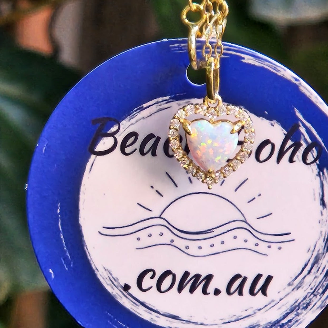PURE OF HEART - PETITE VERMEIL STUD OPAL NECKLACE - Premium Necklace from www.beachboho,com.au - Just $75! Shop now at www.beachboho.com.au