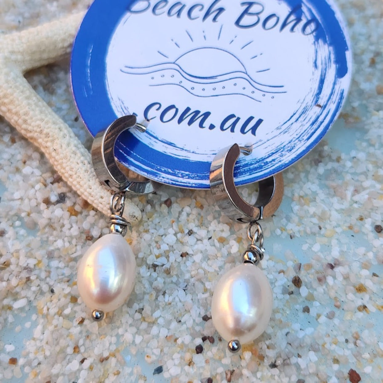 BAROQUE PEARL HUGGIE - SILVER GOLD & ROSE GOLD -  WATERPROOF EARRINGS - Premium earrings from www.beachboho.com.au - Just $49! Shop now at www.beachboho.com.au