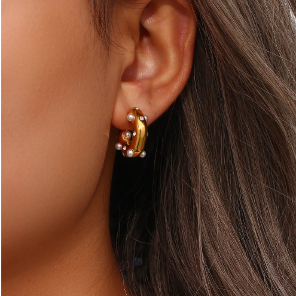 MARGALA - PEARL & CUBIC ZIRCONIA WATERPROOF 18K GOLD EARRINGS - Premium earrings from www.beachboho.com.au - Just $49! Shop now at www.beachboho.com.au