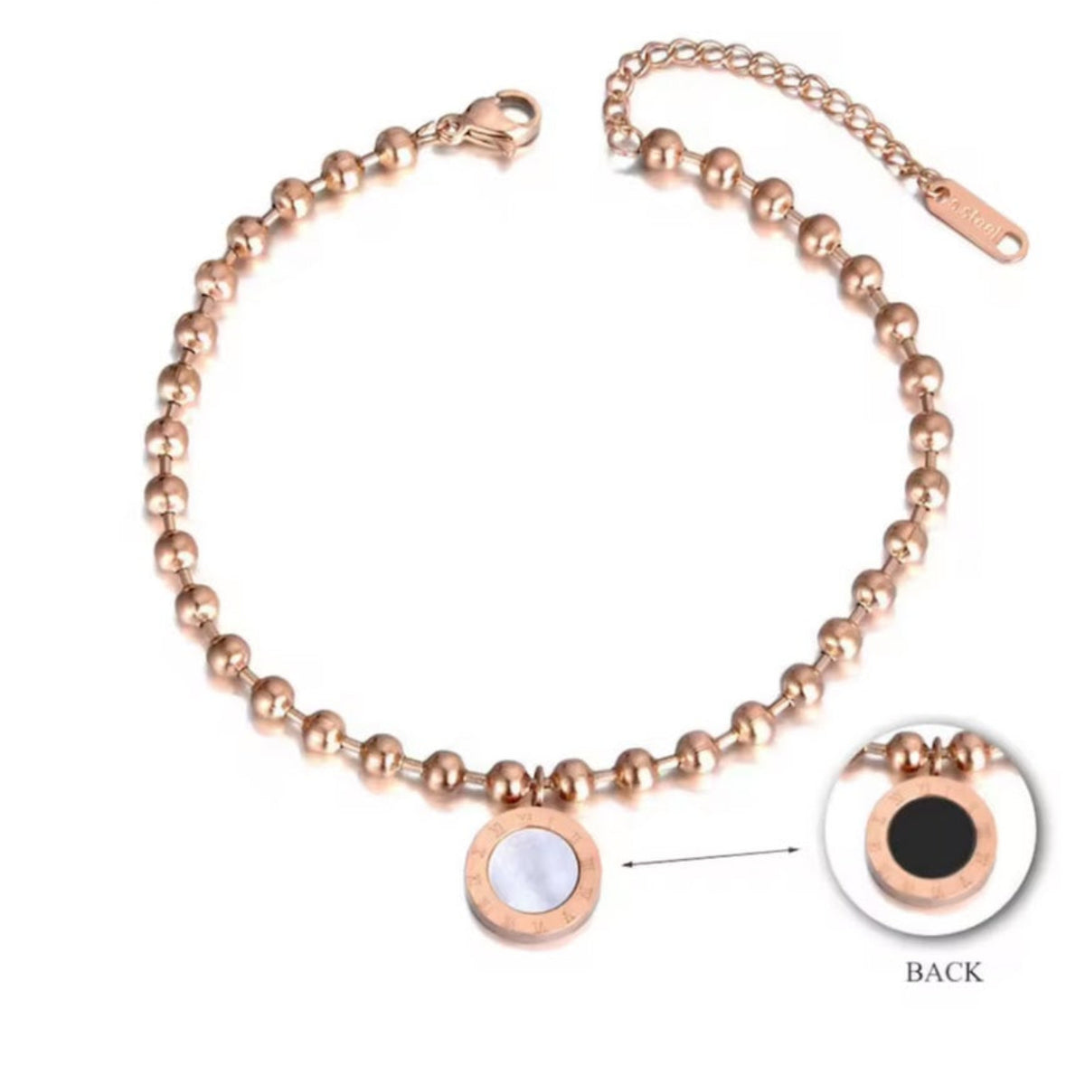 Pendant  - Rose Gold Roman Numeral Pendant Waterproof Anklet
