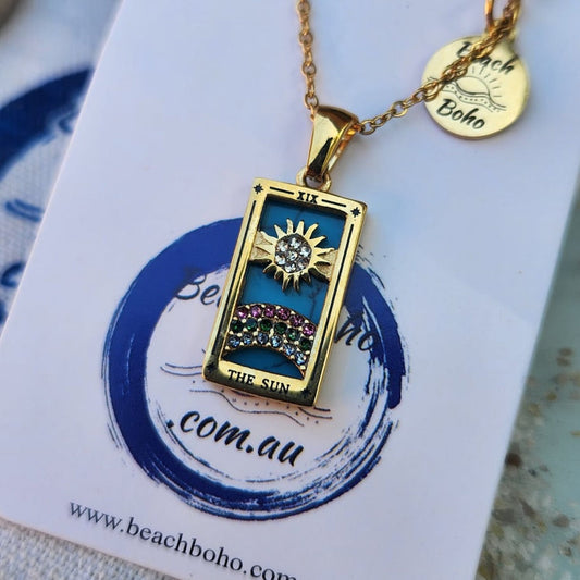 THE SUN PENDANT  - 18K GOLD OR SILVER WATERPROOF NECKLACE - Premium necklaces from www.beachboho.com.au - Just $68! Shop now at www.beachboho.com.au