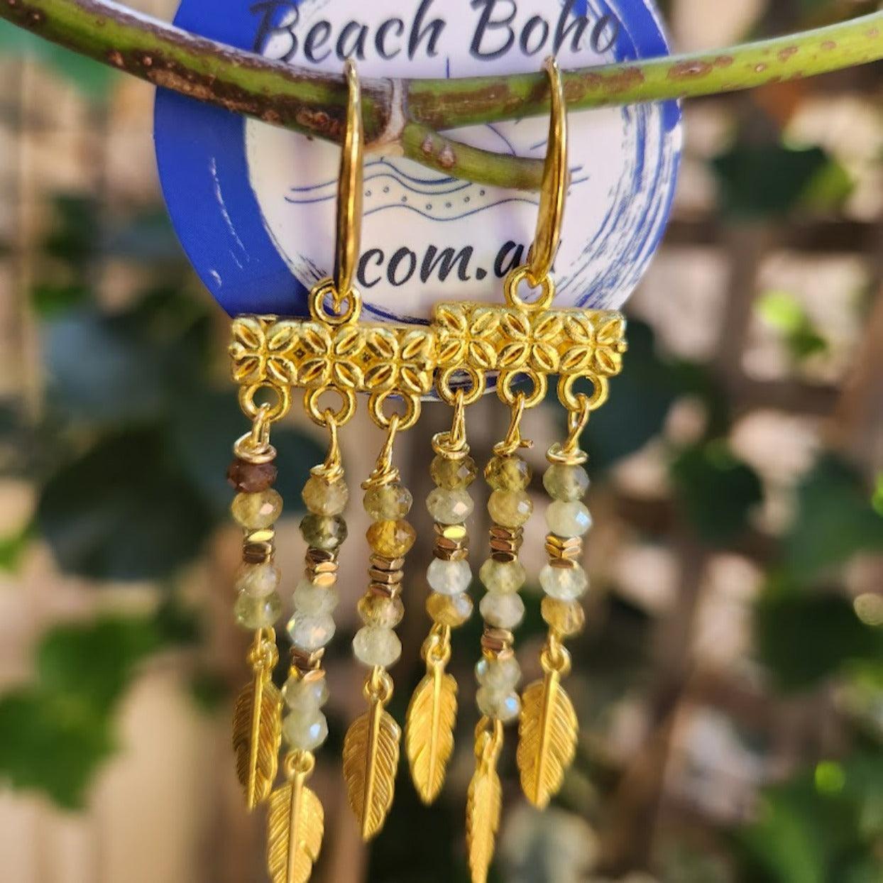 VITAL GREEN - TSAVORITE GOLD EARRINGS - Premium earrings from www.beachboho,com.au - Just $60! Shop now at www.beachboho.com.au