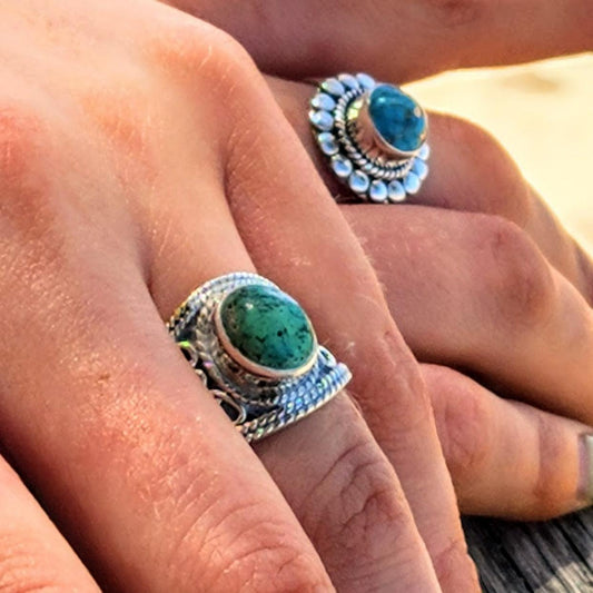 BE ALL - GREEN TURQUOISE DETAILED 925 RING - Premium Rings from www.beachboho,com.au - Just $95! Shop now at www.beachboho.com.au