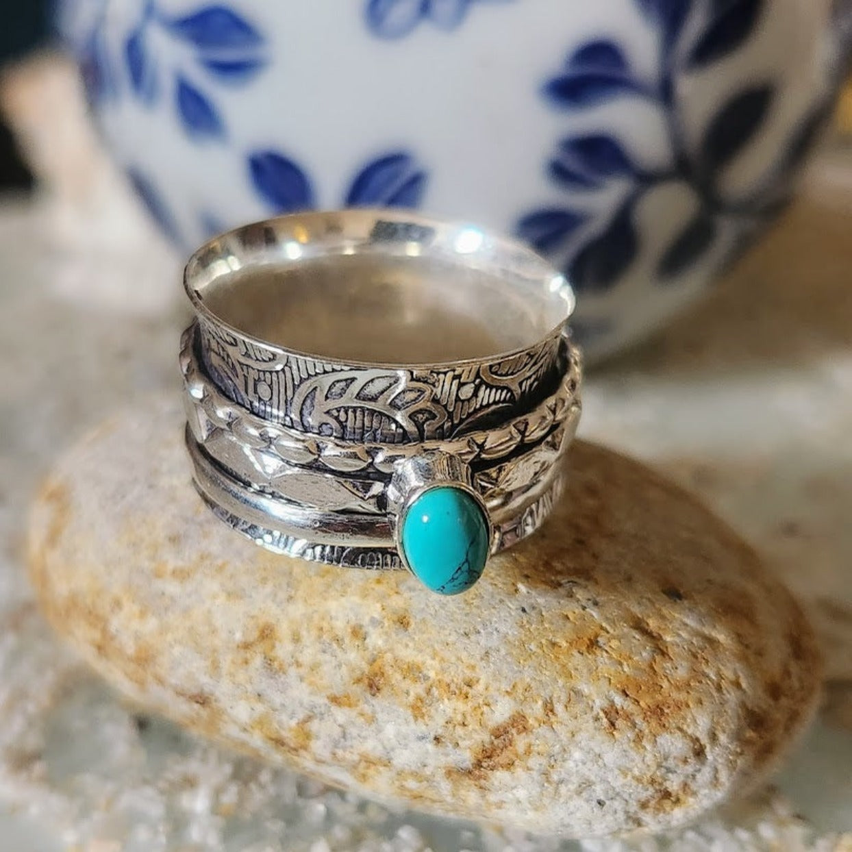 ANCIENT PRAYER - TURQUOISE 925 SPINNER RING - Premium Rings from www.beachboho.com.au - Just $85! Shop now at www.beachboho.com.au