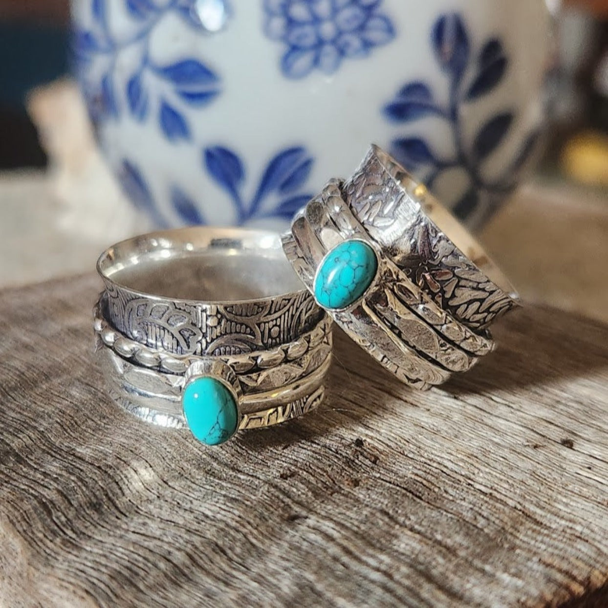 ANCIENT PRAYER TURQUOISE 925 SPINNER RING - Main Image