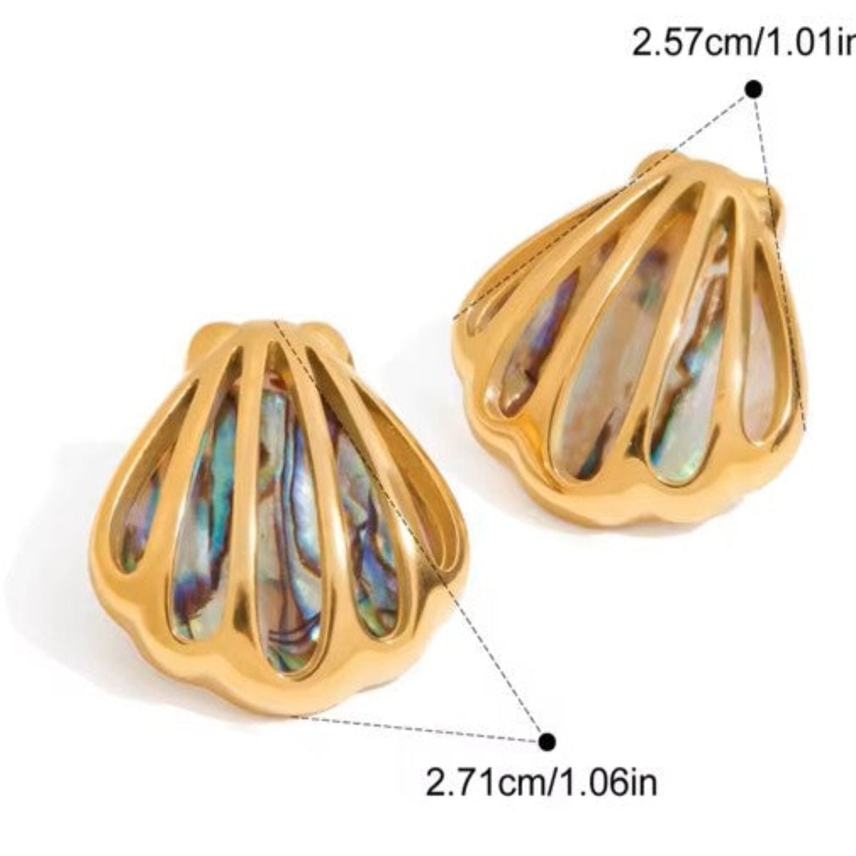 PAUA SHELLS - 18K GOLD PAUA SHELL WATERPROOF EARRINGS