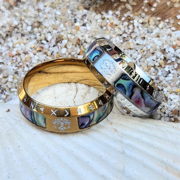 Paua Shell Tree of Life Waterproof Ring
