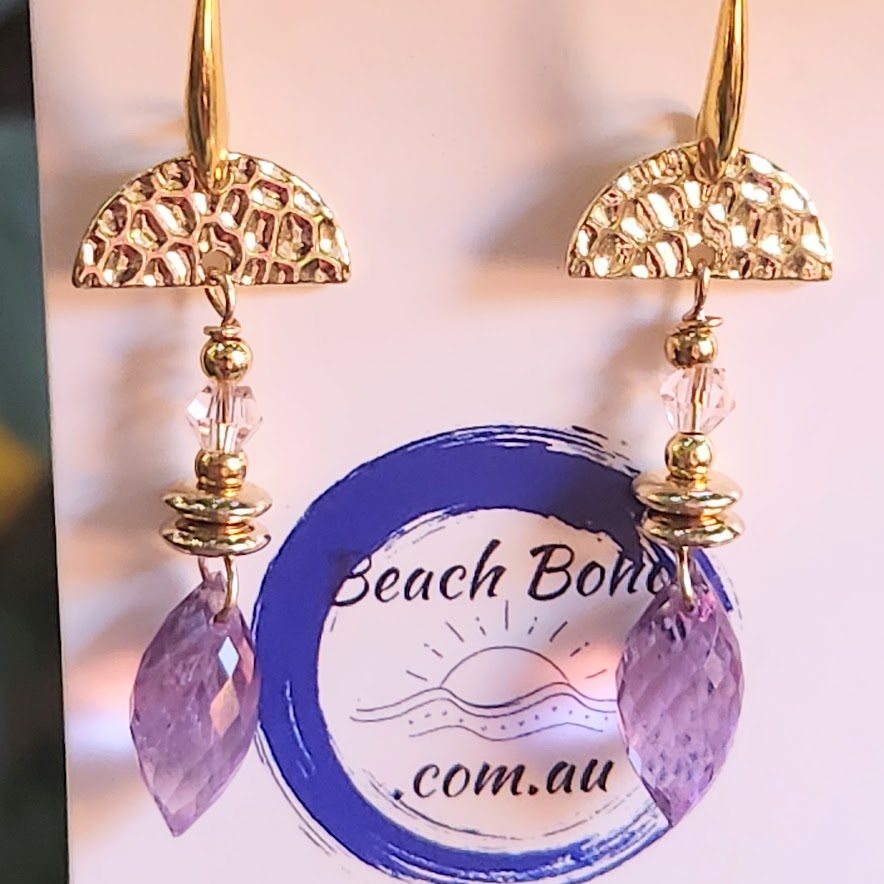 AMETHYST ROSE QUARTZ DANGLE EARRINGS - Premium earrings from www.beachboho.com.au - Just $60! Shop now at www.beachboho.com.au