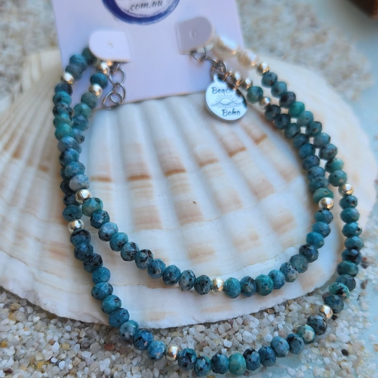 SEA BLUE - SILVER  WATERPROOF NECKLACE - Premium necklaces from www.beachboho.com.au - Just $95! Shop now at www.beachboho.com.au