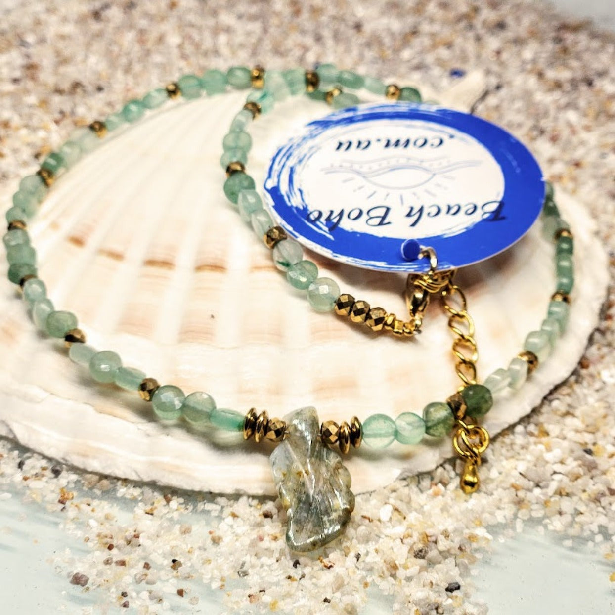 GREEN LEAF - AVENTURINE GOLD NECKLACE - Premium necklaces from www.beachboho.com.au - Just $75! Shop now at www.beachboho.com.au