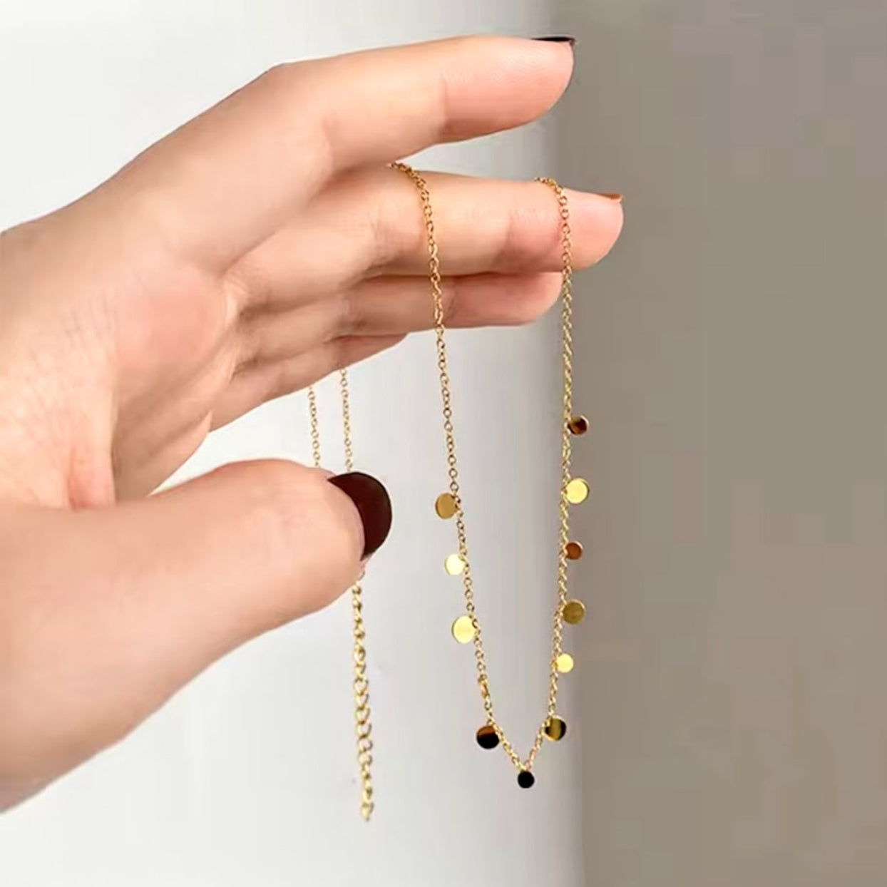 PRETTY SHAPES -  18K GOLD RECTANGLE / CIRCLE / TEARDROP WATERPROOF NECKLACES