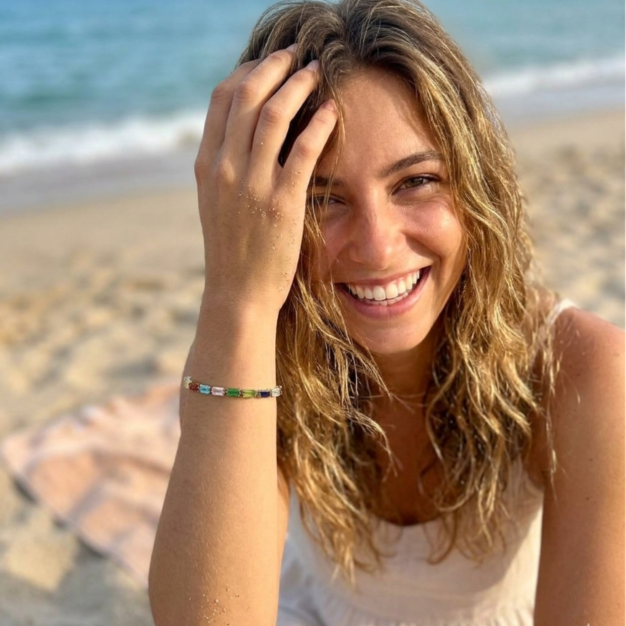 Gold Rainbow CZ Waterproof Bracelet