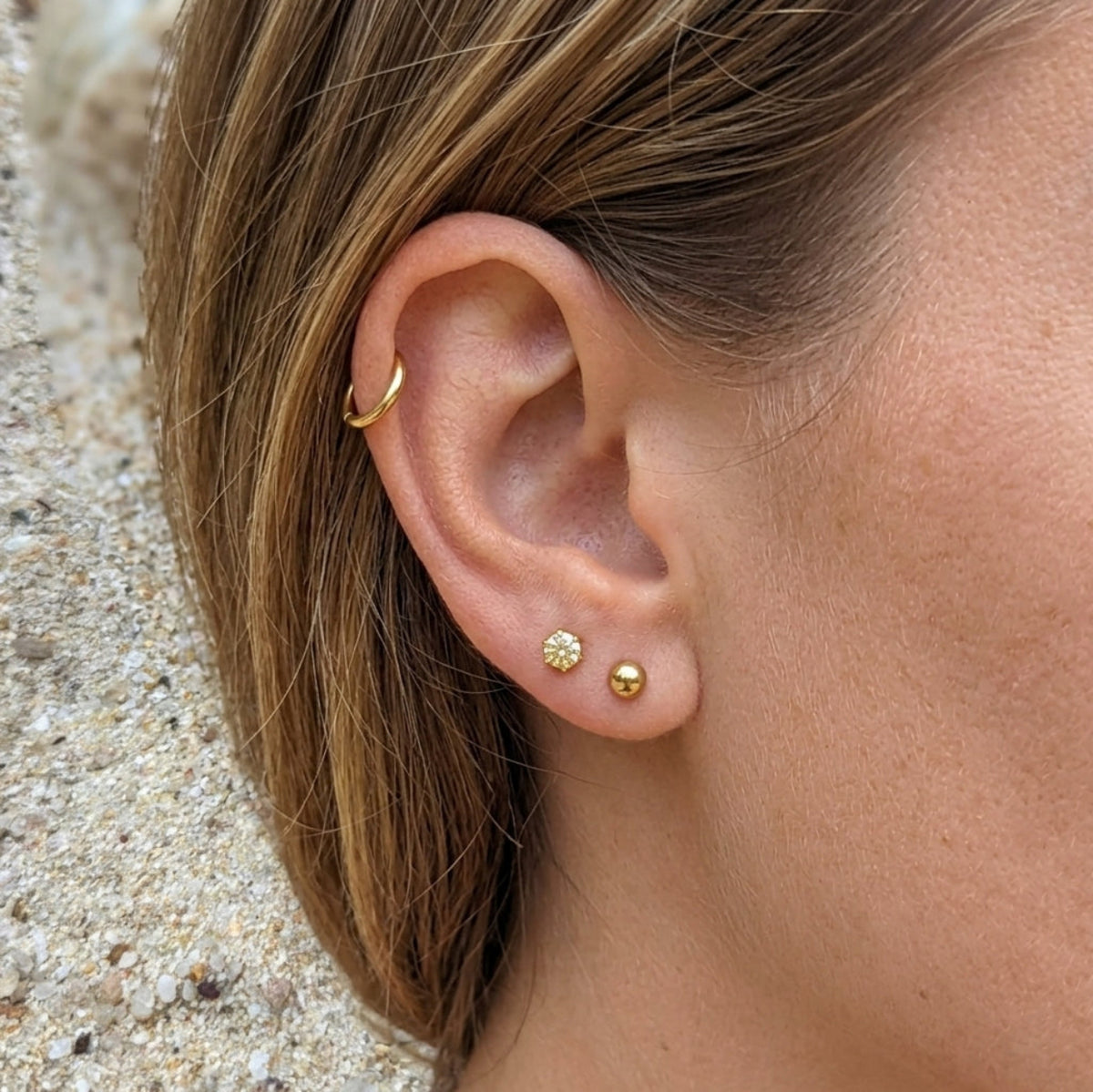 Earring Set - Studs & Hoop Cubic Zirconia - Garnet / Emerald / Citrine / Champagne