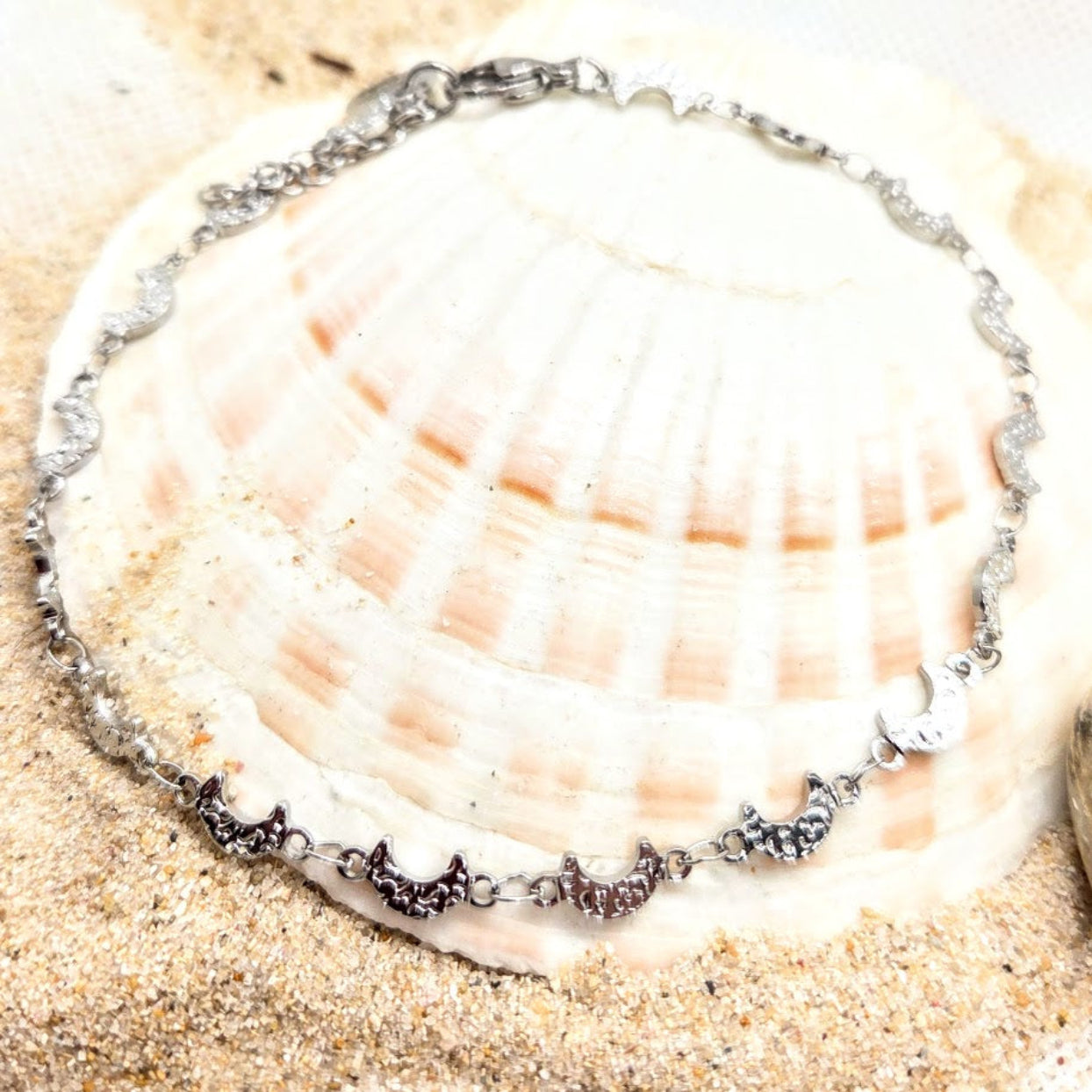 CRESCENT MOONS - WATERPROOF SILVER OR GOLD ANKLETS
