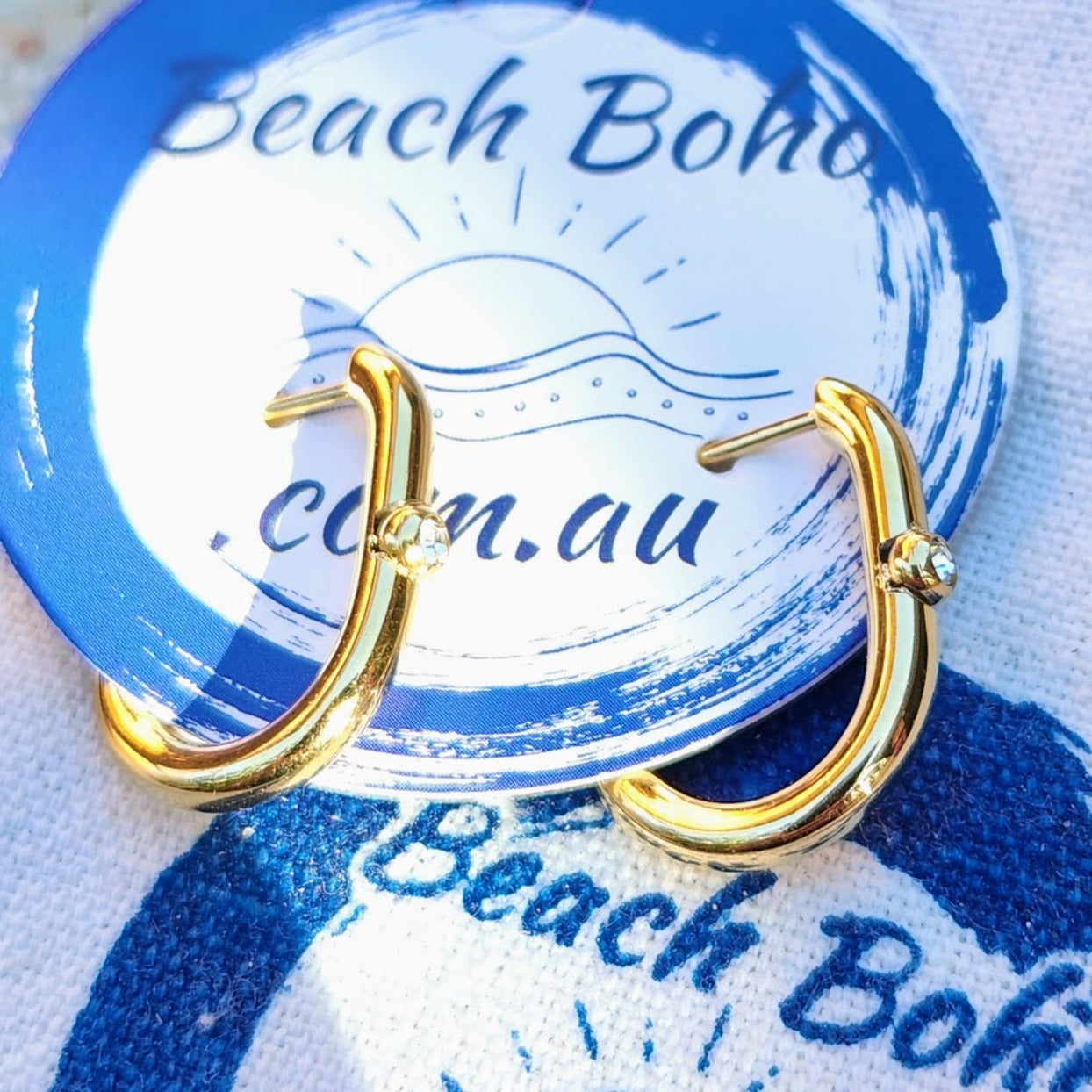 BELLA HUGGIES -  GOLD WATERPROOF CUBIC ZIRCONIA EARRINGS - Premium earrings from www.beachboho.com.au - Just $49! Shop now at www.beachboho.com.au