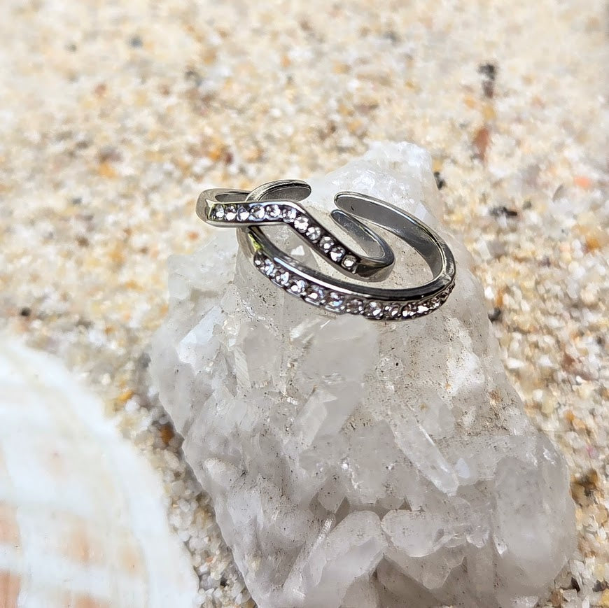 Summer Glow - Set of 2 Cubic Zirconia  Gold Or Silver Waterproof Toe Ring Set