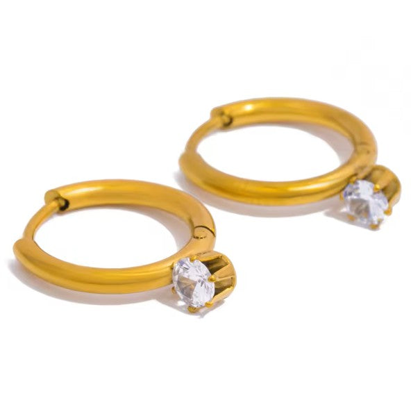 YOUR STARS  - CZ WATERPROOF SILVER & GOLD HOOP EARRINGS