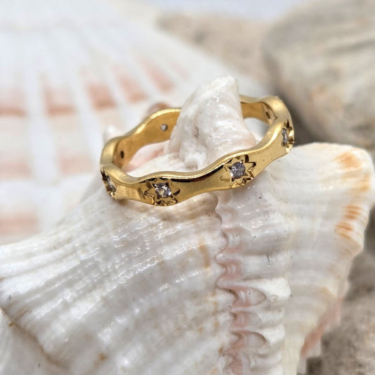 MOISSANITE CIRCLES  - WATERPROOF 18K GOLD RINGS