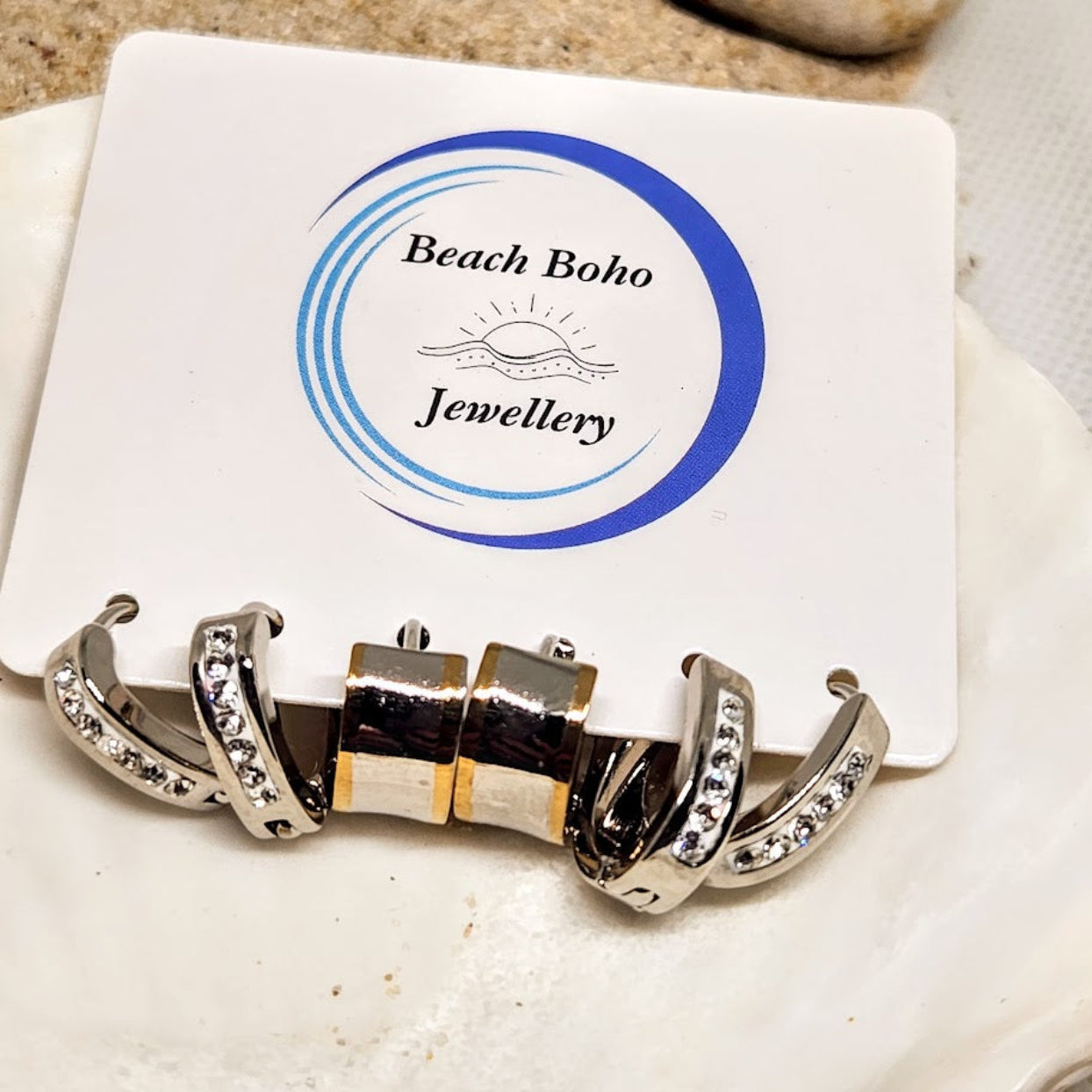 Jewelry piece on a 'Beach Boho Jewellery' branded card
