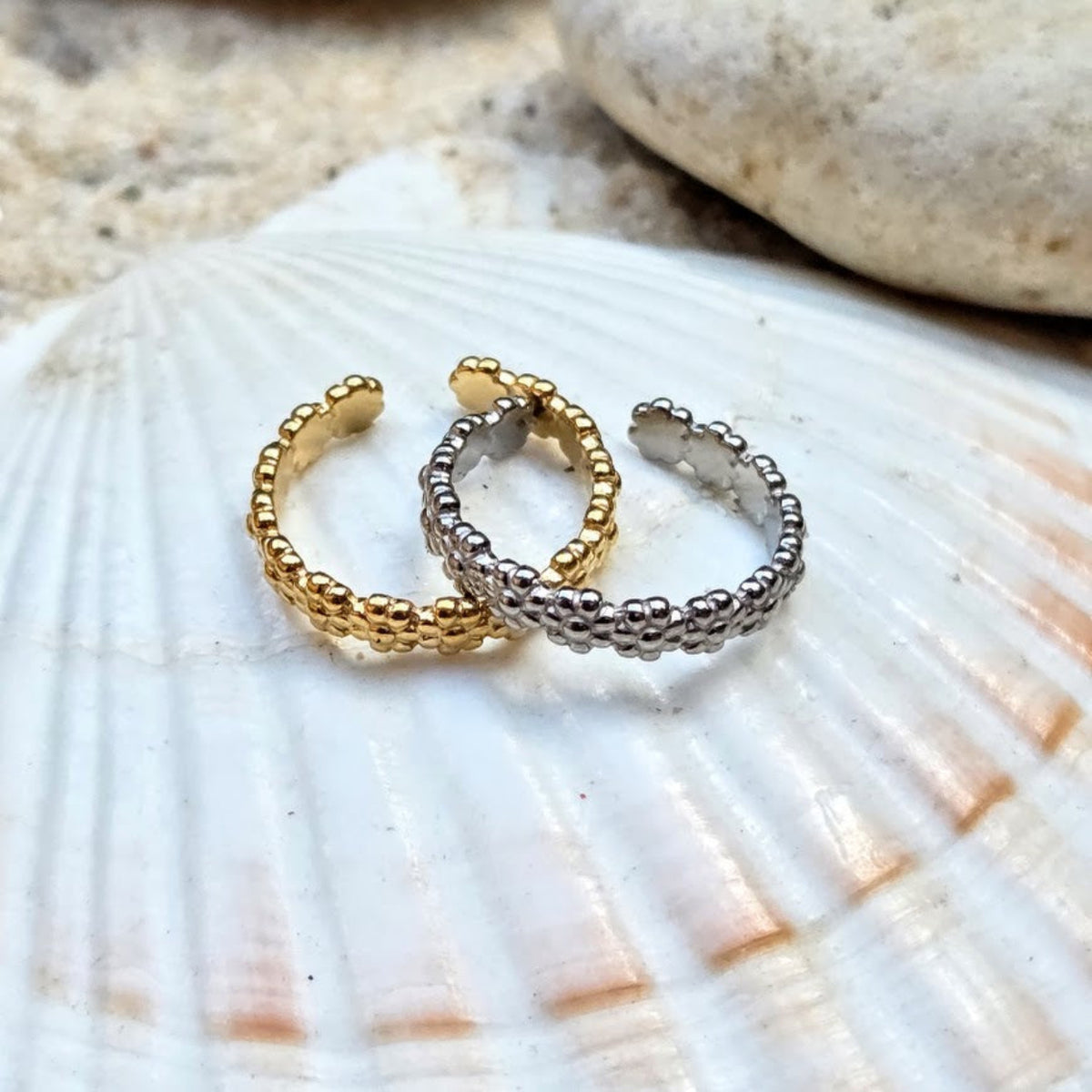 Daisy Rows  - Gold Or Silver Waterproof Toe Rings