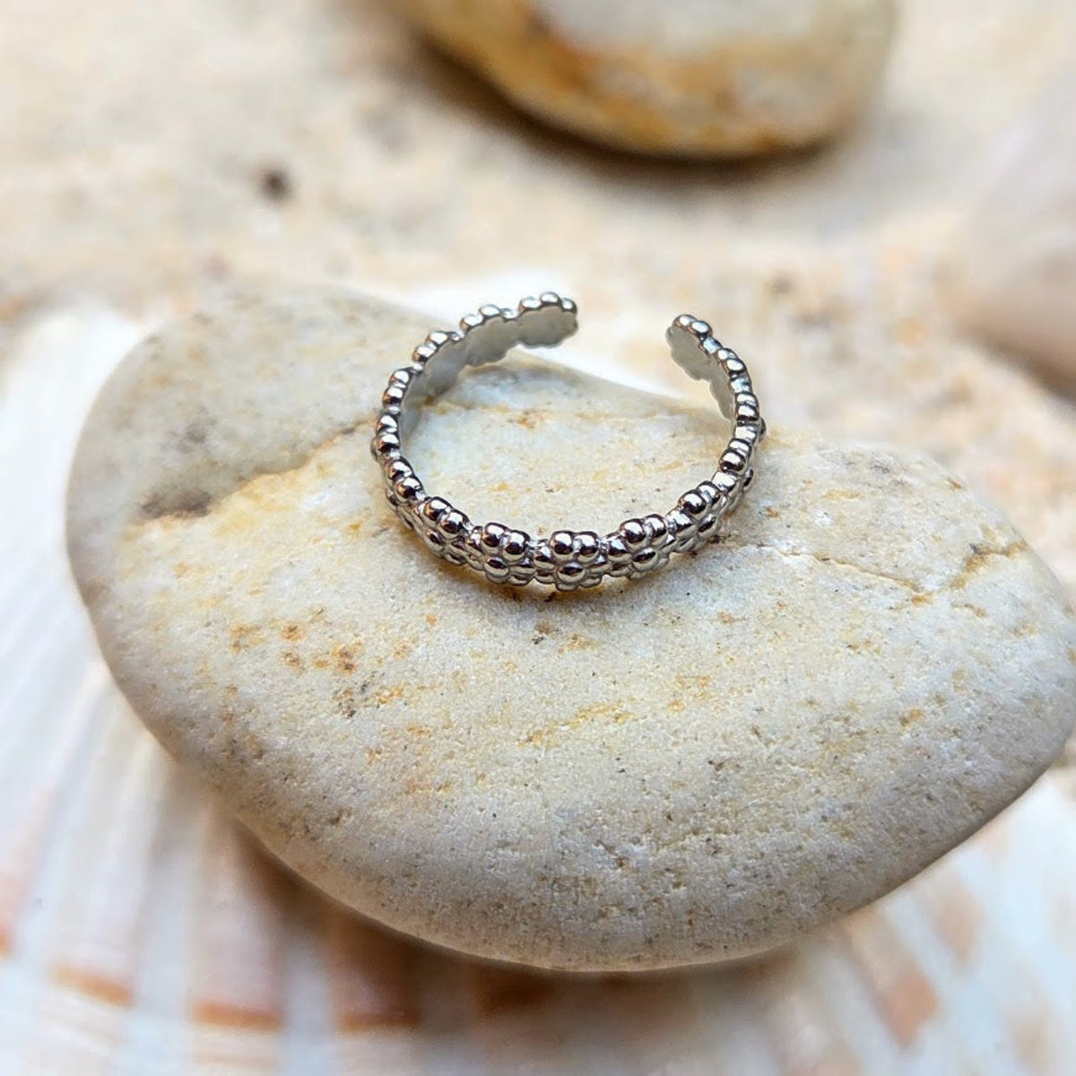 Daisy Rows  - Gold Or Silver Waterproof Toe Rings